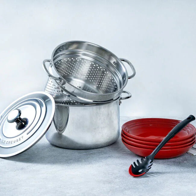 Le Creuset Signature Stainless Steel Stockpot with Colander Insert 9 qt - Marcel’s Culinary Experience