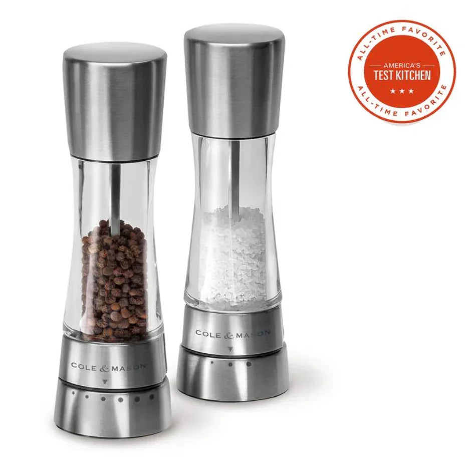 Derwent Salt & Pepper Mill Set, Stainless Steel - Marcel’s Culinary Experience