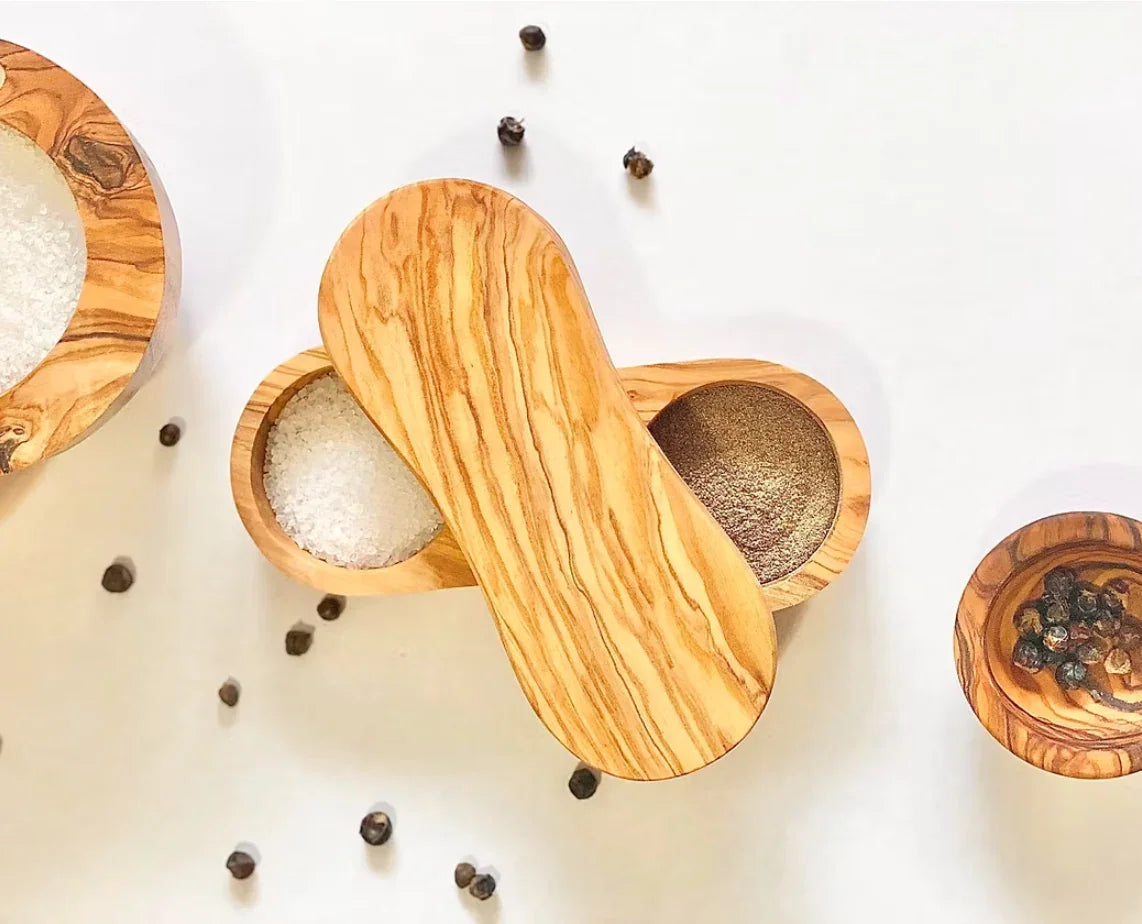 Natural Olivewood Salt & Pepper Holder - Marcel’s Culinary Experience