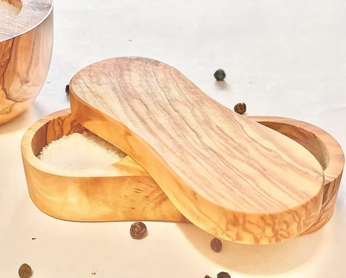 Natural Olivewood Salt & Pepper Holder - Marcel’s Culinary Experience