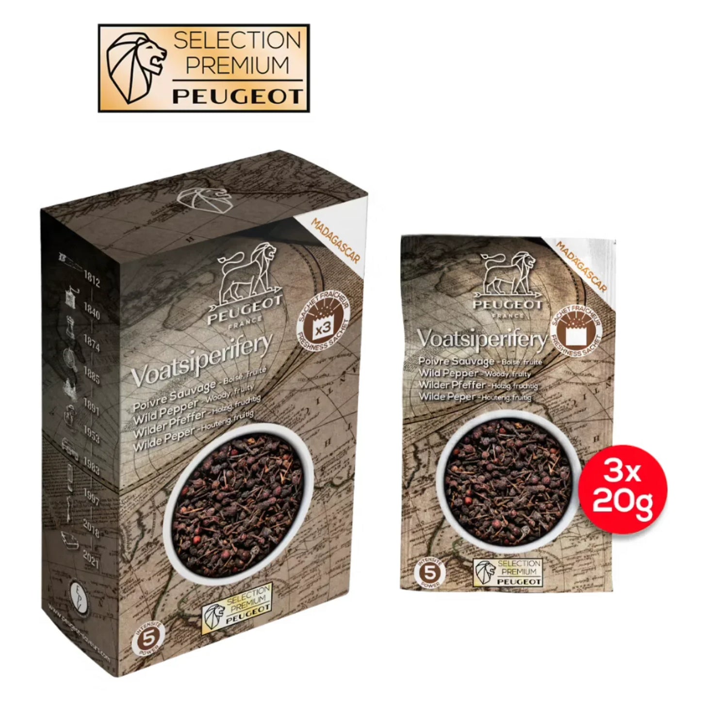 Peugeot Voatsiperifery Sachets of Madagascan Wild Pepper 3 x 20g - Marcel’s Culinary Experience