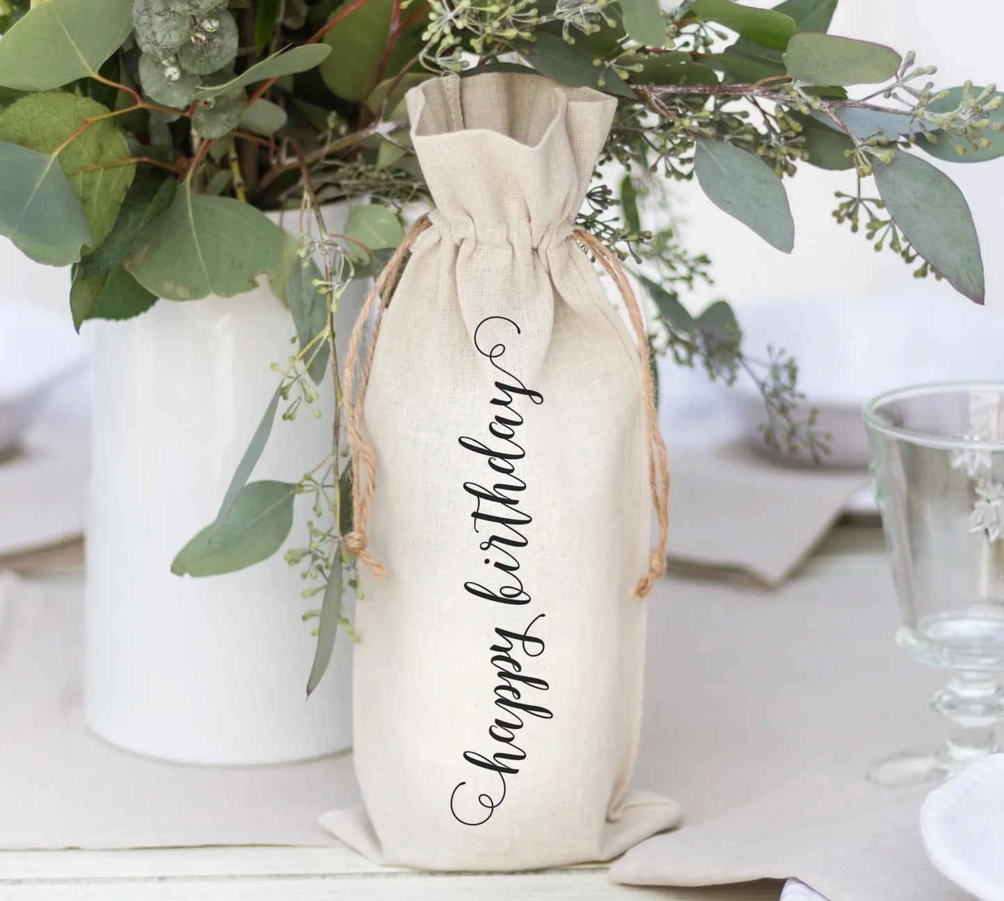 Porter Lane Home Happy BIrthday Wine Bag - White - Marcel’s Culinary Experience