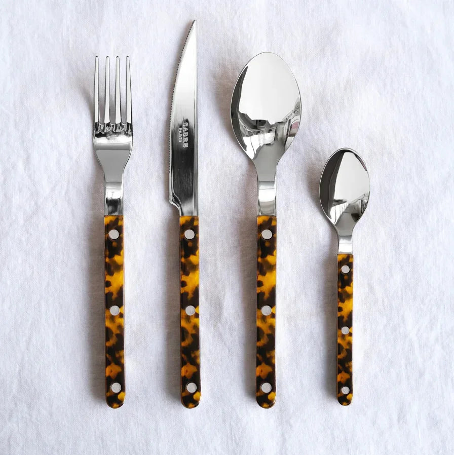 Sabre Bistrot Tortoise, Faux Tortoise 5 pieces cutlery set - Marcel’s Culinary Experience