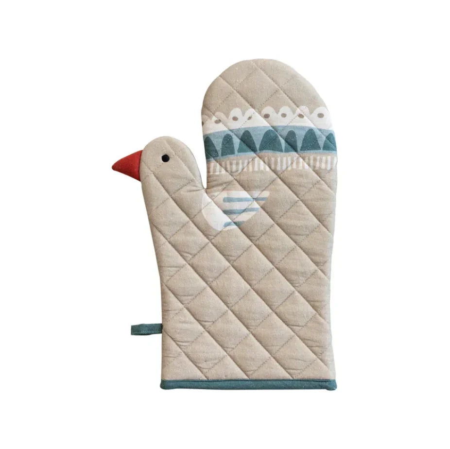 Cotton Printed Dove Shaped Hot Mitt, Multi Color - Marcel’s Culinary Experience