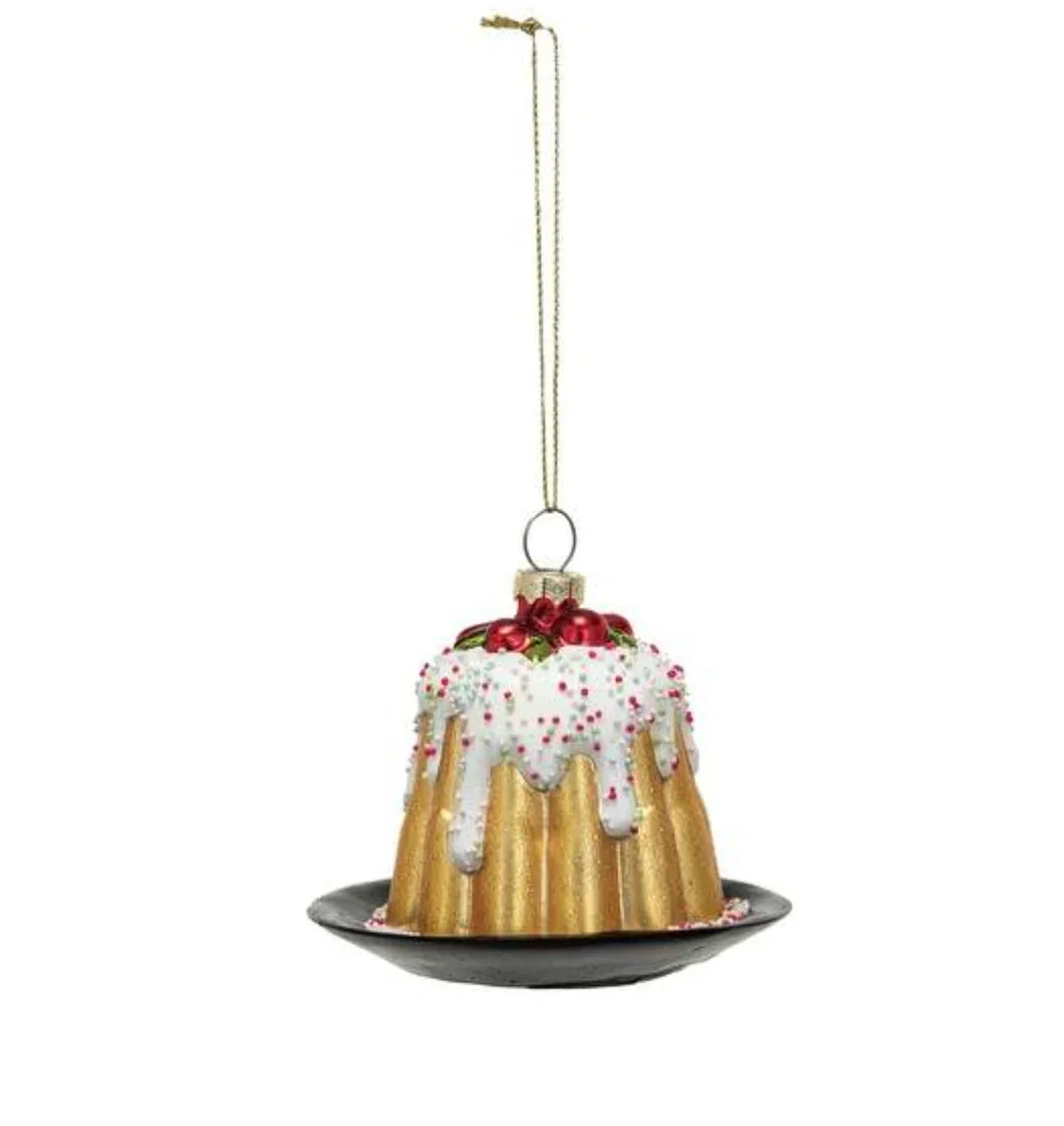 Glass Bundt Cake Ornament w/ Beads, Multi Color - Marcel’s Culinary Experience