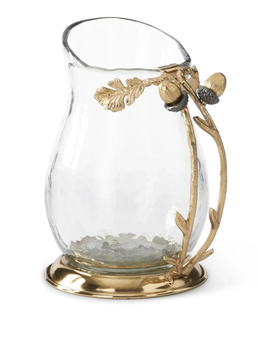 Gold Acorn Handle Glass Pitcher 8.5" - Marcel’s Culinary Experience