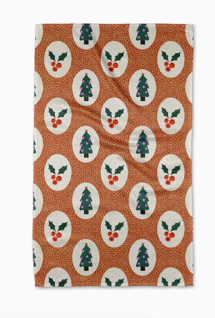 Geometry Vintage Holly Christmas Tea Towel - Marcel’s Culinary Experience