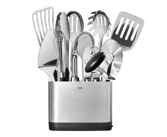OXO 15-Piece Stainless Steel Utensil Set with Holder