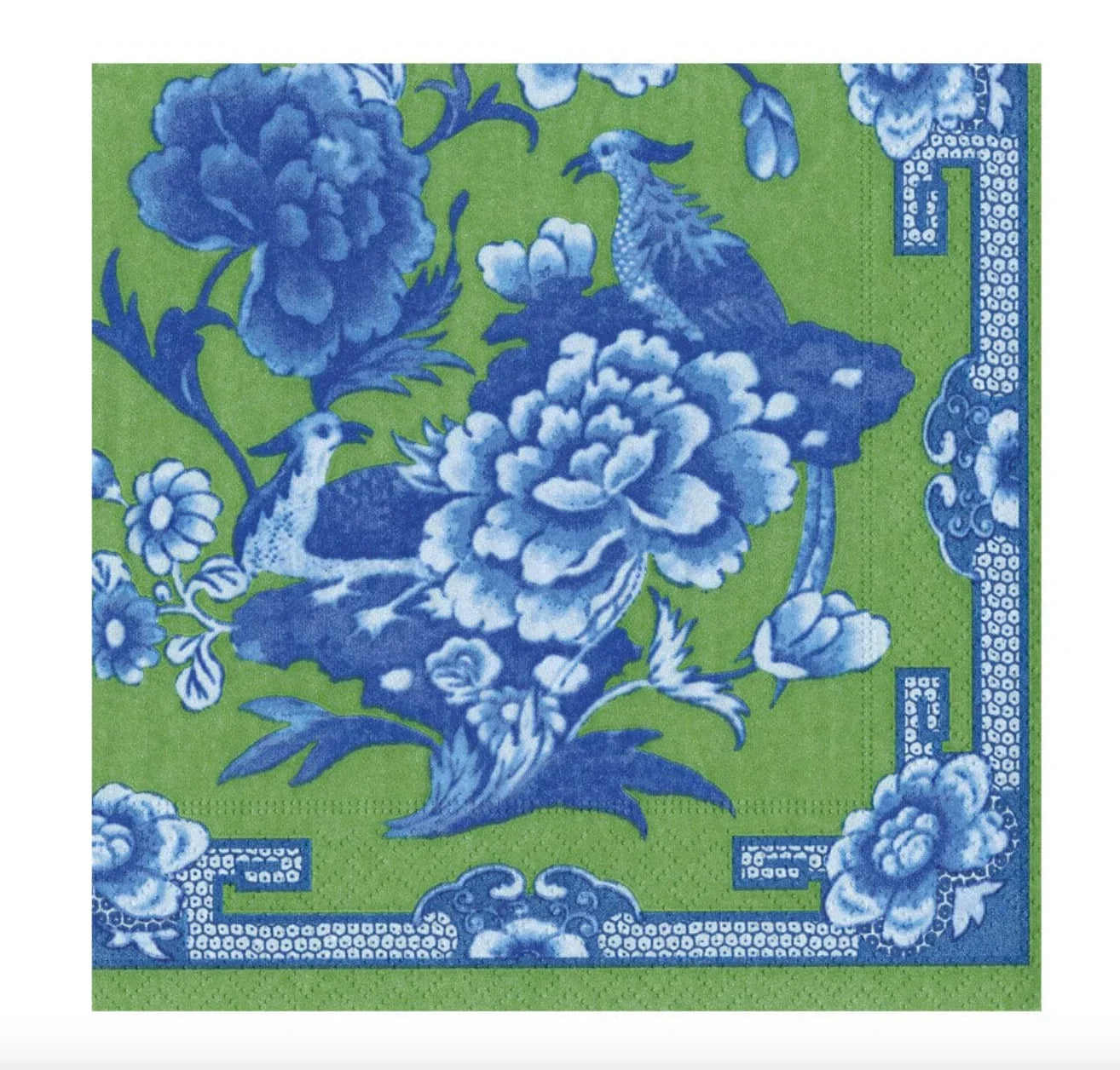 Caspari Green And Blue Plate Paper Luncheon Napkins - 20 Per Package