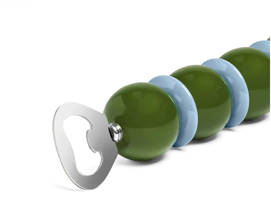 Khaki Green & Pale Denim Bobbin Bottle Opener