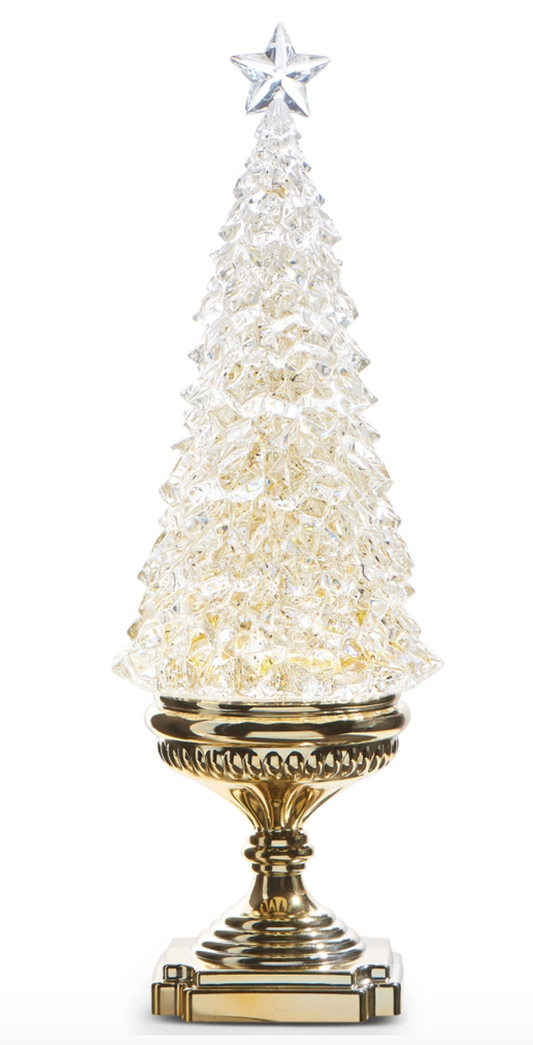 17" Lighted Tree with Gold Swirling Glitter