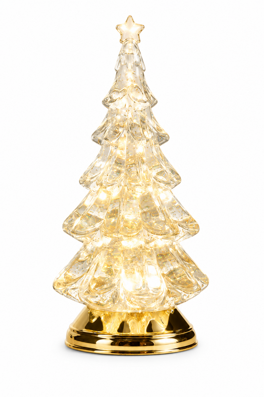 Lighted Gold Swirling Glitter Tree 12"