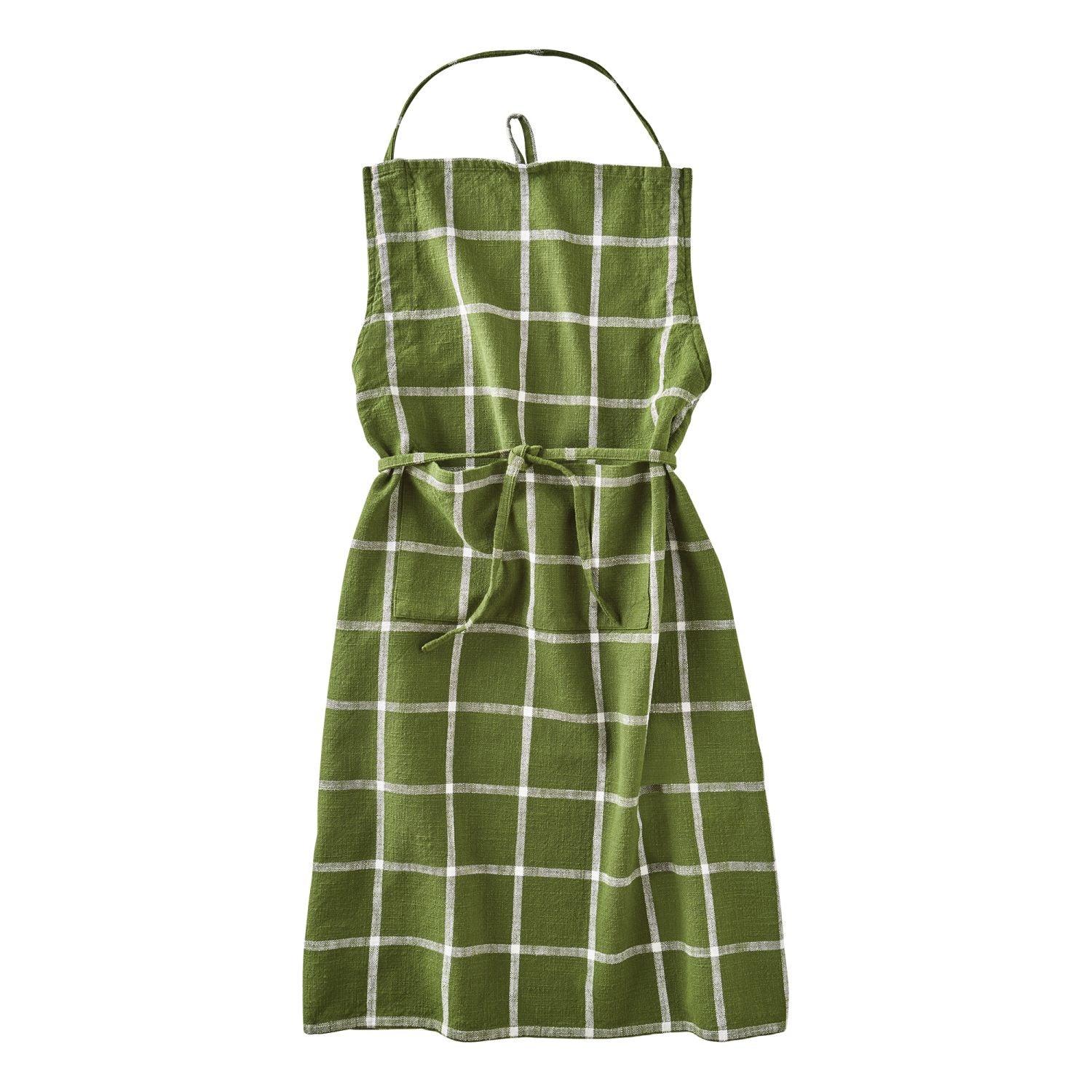 Classic Check Slub Apron Foliage - Marcel’s Culinary Experience