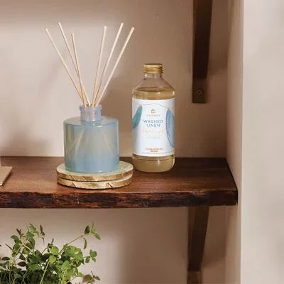 Thymes Washed Linen Petite Reed Diffuser 4oz - Marcel’s Culinary Experience