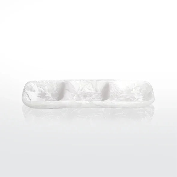 Nashi Everyday 3 Part Tray Medium - White Swirl - Marcel’s Culinary Experience
