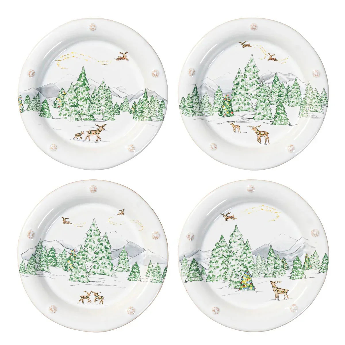 Juliska Berry & Thread North Pole Side/Cocktail Plates Set/4