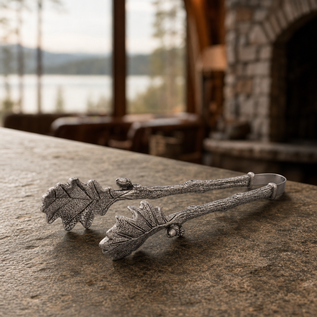 Pewter Oak Leaf Ice & Serving Tongs