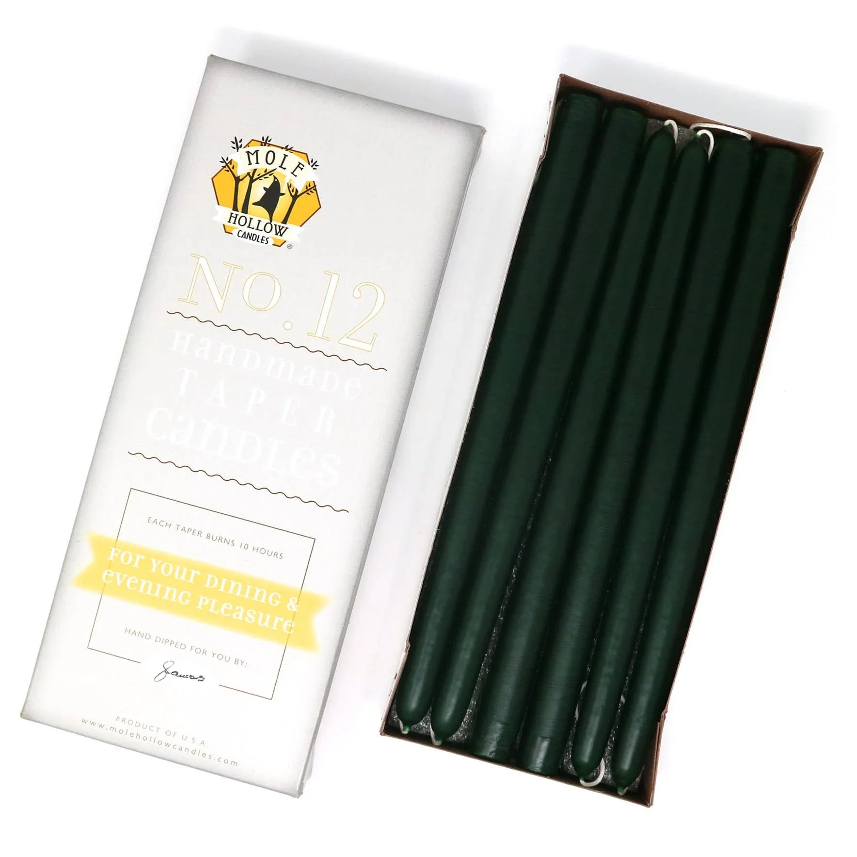 Mole Hollow Hand Dipped Unscented Taper Candles 12" - Marcel’s Culinary Experience