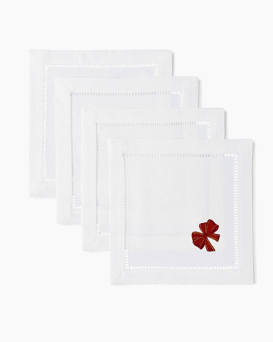 Holiday Red Bow Cocktail Napkins