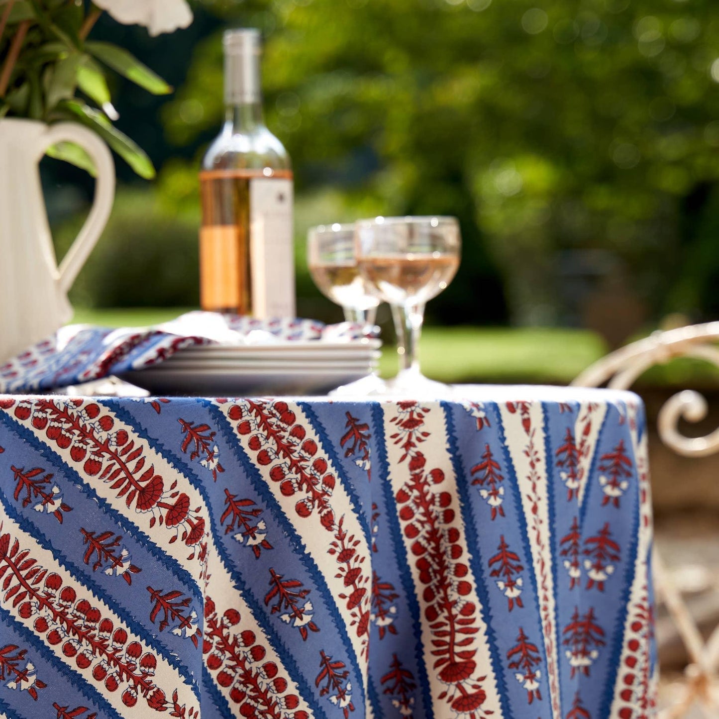 Couleur Nature Provence Avignon Red & Blue Tablecloth - Marcel’s Culinary Experience