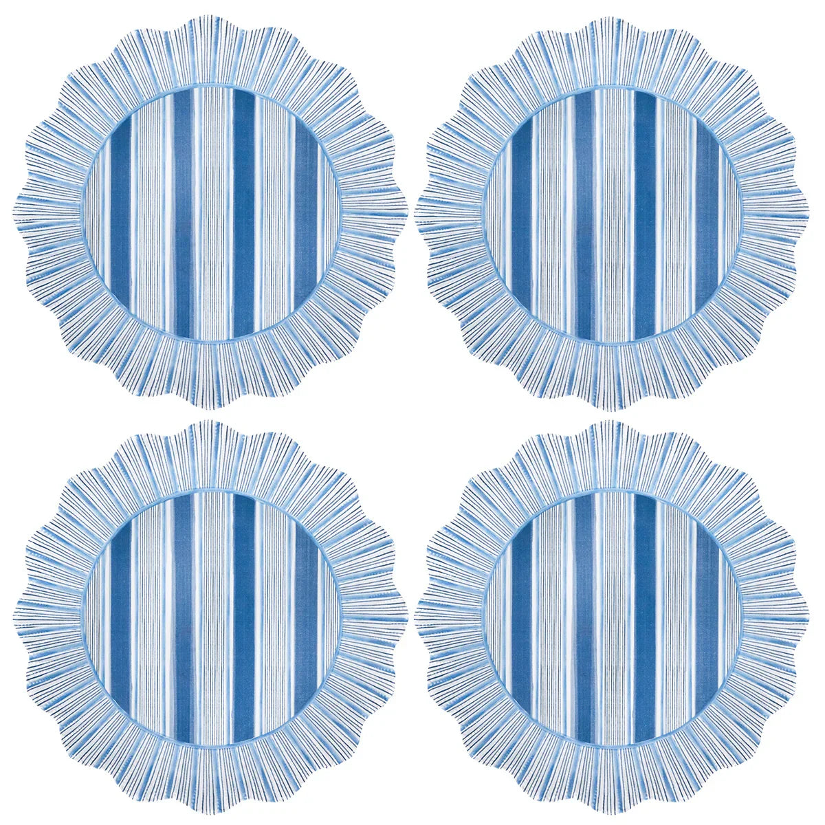 Juliska Cabana Stripe Melamine Dinner Plate Set/4 - Ocean