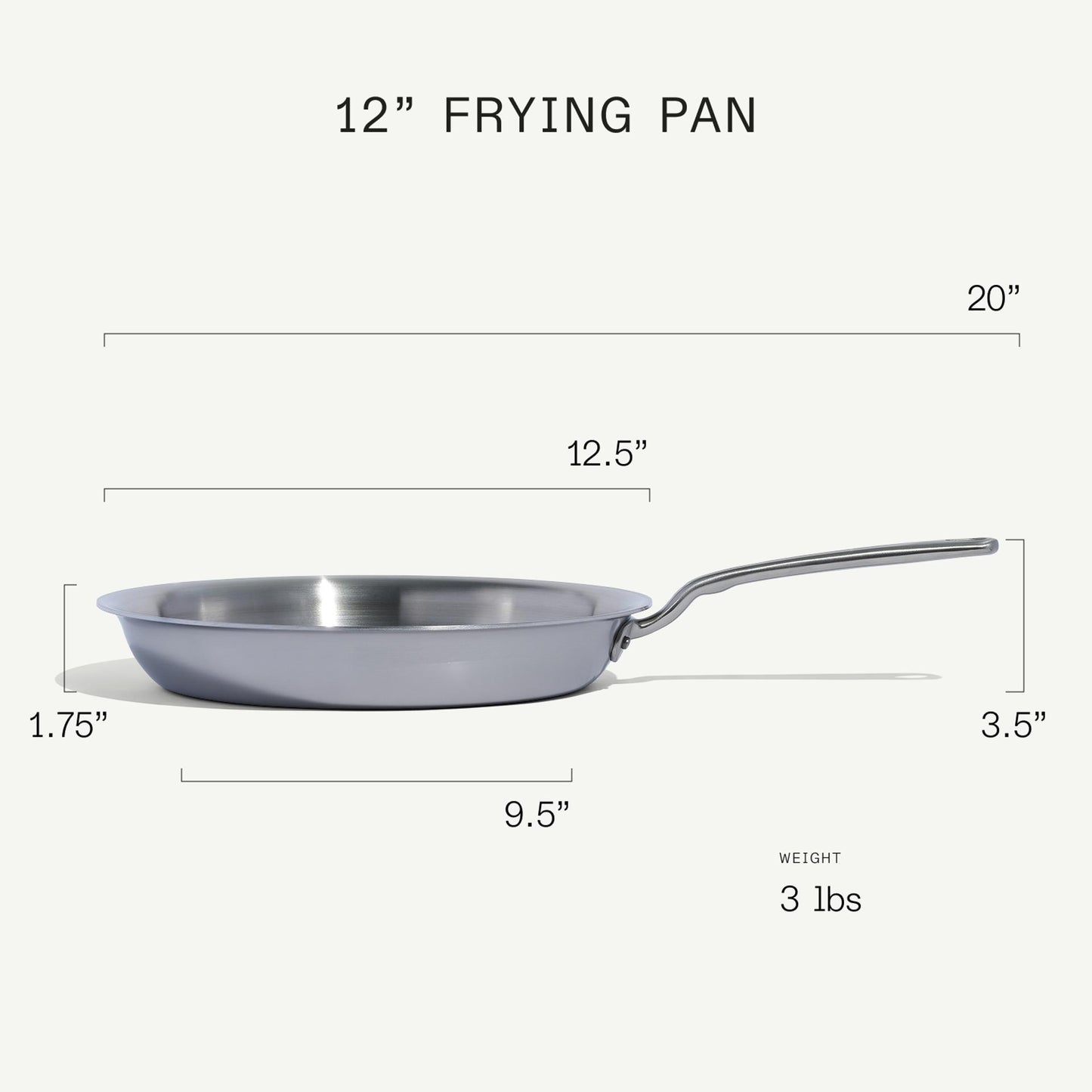 Made In Stainless Clad Frying Pan with Brass Handle