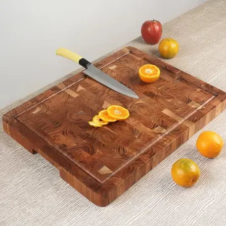 Acacia Wood End-Grain Rect Butcher Block w/ Juice Groove Lg - Marcel’s Culinary Experience