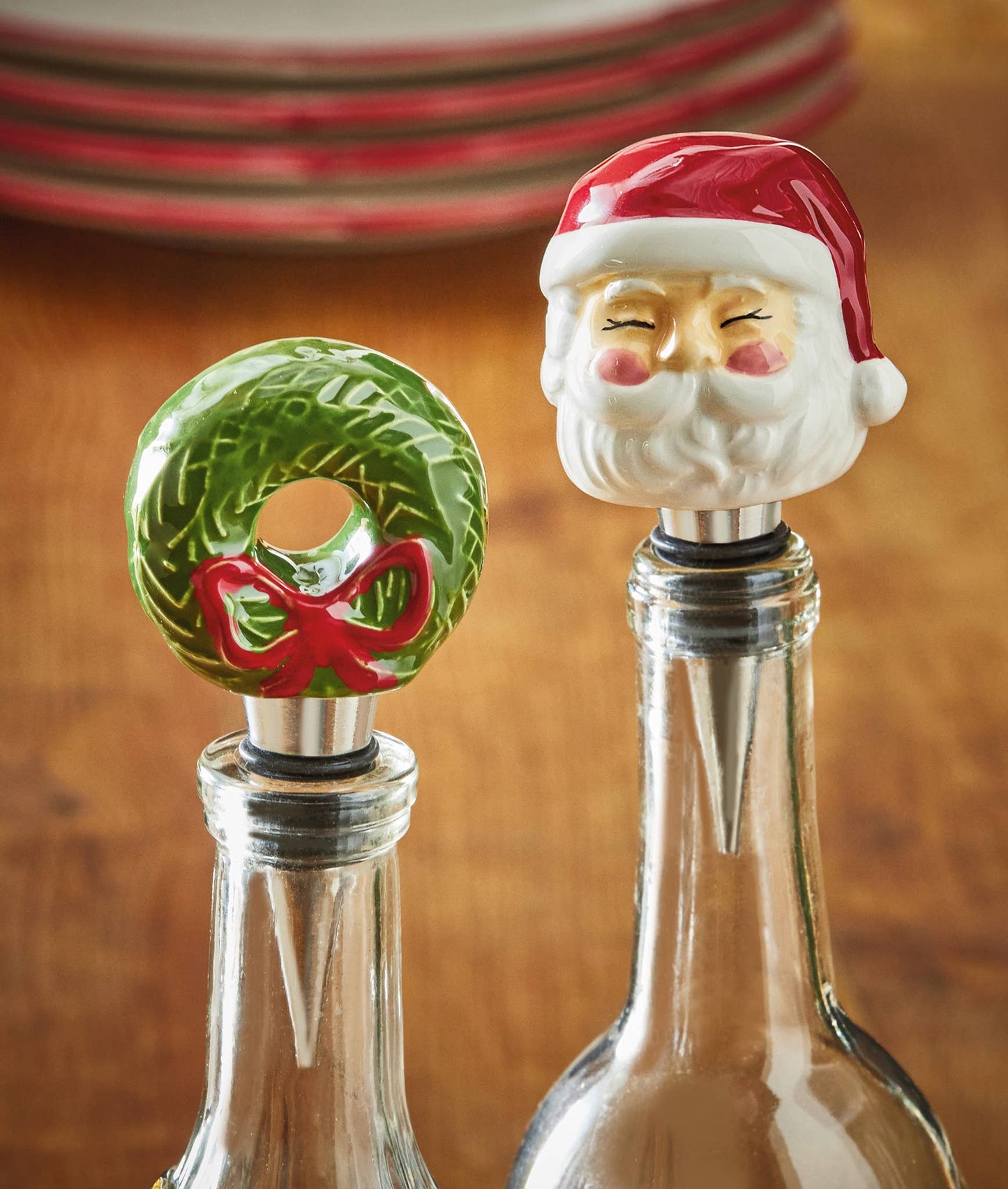 Christmas Vintage Santa Bottle Stopper, Bar, Multi