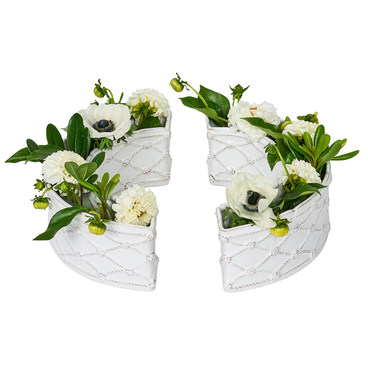 Juliska Berry & Thread Petite Parterre Garden Half Circle Vase Set of 2, Whitewash