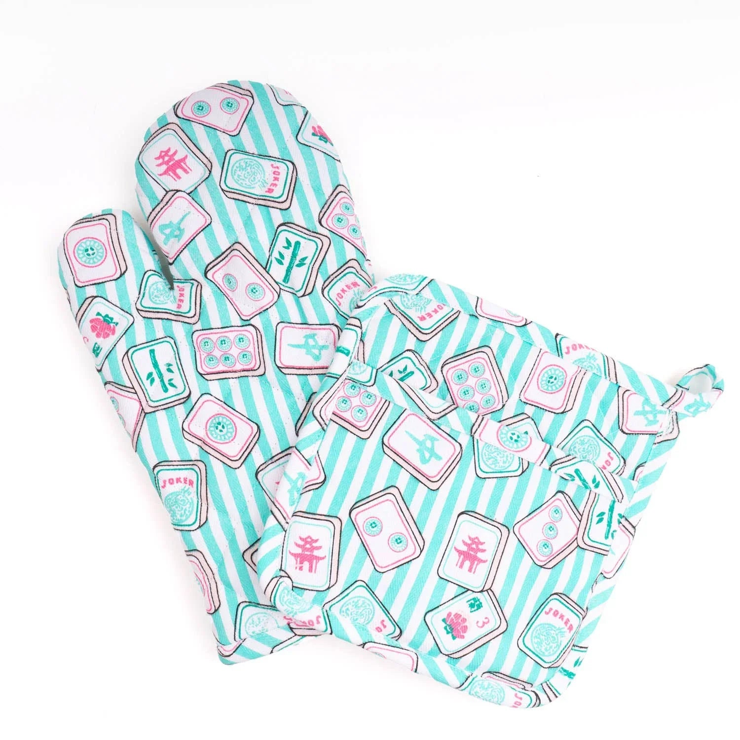 Mahjong Stripe Oven Mitt Set - Marcel’s Culinary Experience