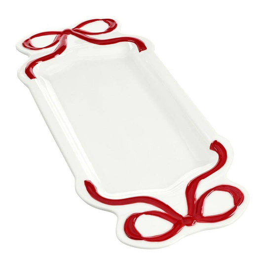 Red Ceramic Bow Platter
