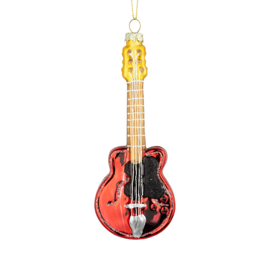 Glass acoustic guitar ornament,red,black and gold,6in - Marcel’s Culinary Experience