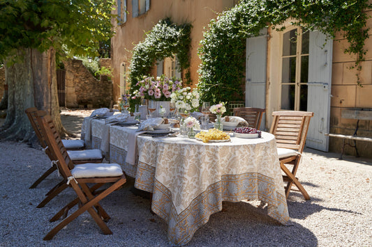 Chloe Blue & Brown Tablecloth - Marcel’s Culinary Experience
