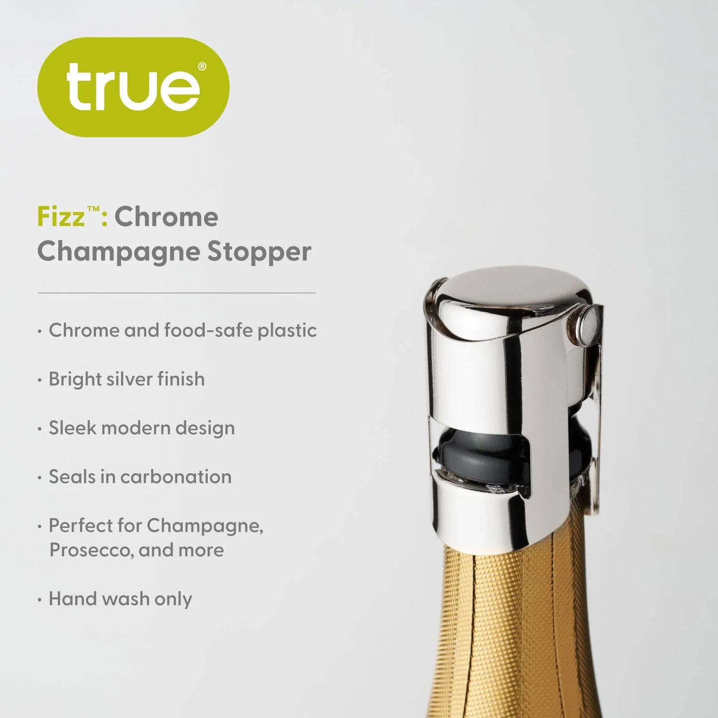 Fizz Chrome Champagne Stopper - Silver or Gold - Marcel’s Culinary Experience