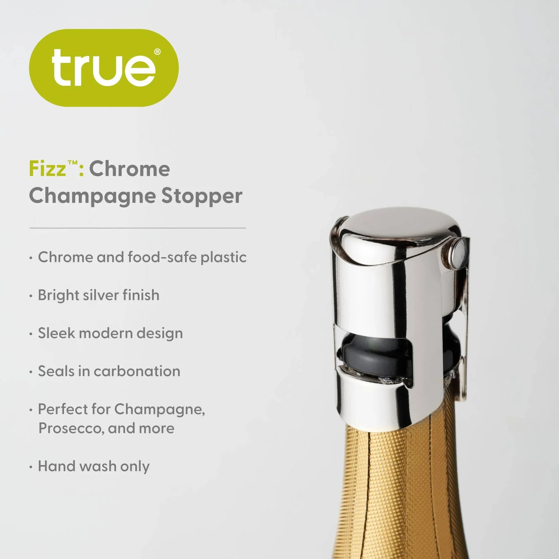 Fizz Chrome Champagne Stopper - Silver or Gold - Marcel’s Culinary Experience