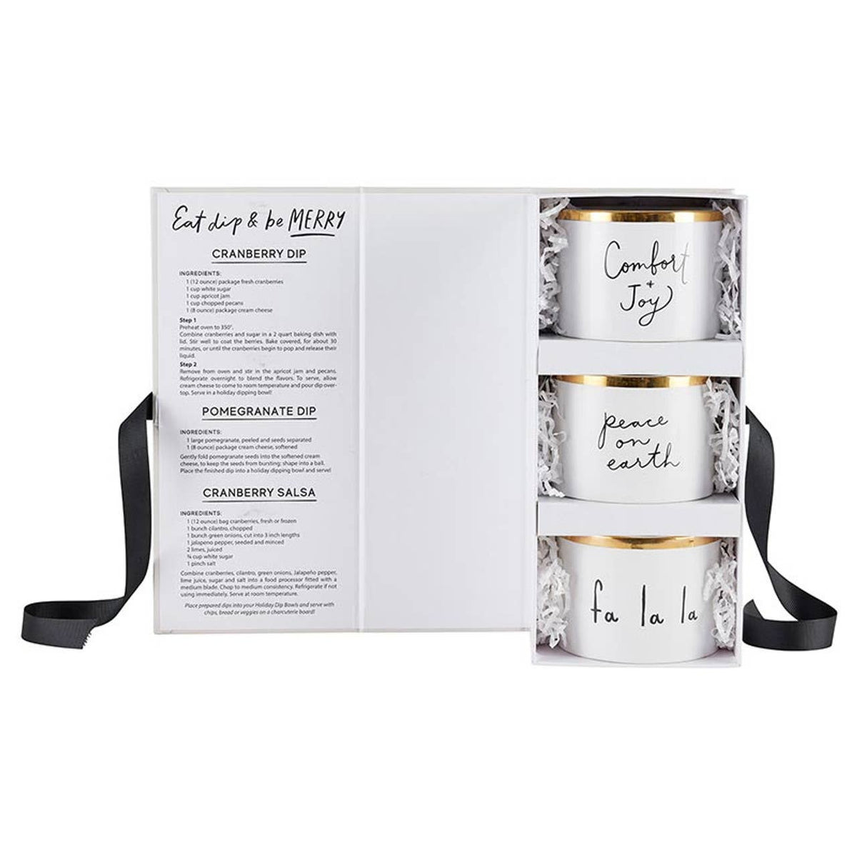 Gold Holiday Dip Bowls Book Box - Eat, Dip & Be Merry