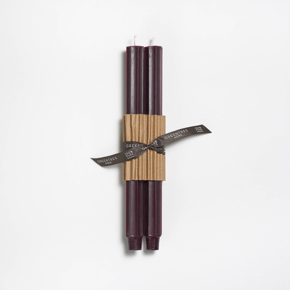 Greentree Home Fluted Church Taper Handmade Beeswax Candles 12"