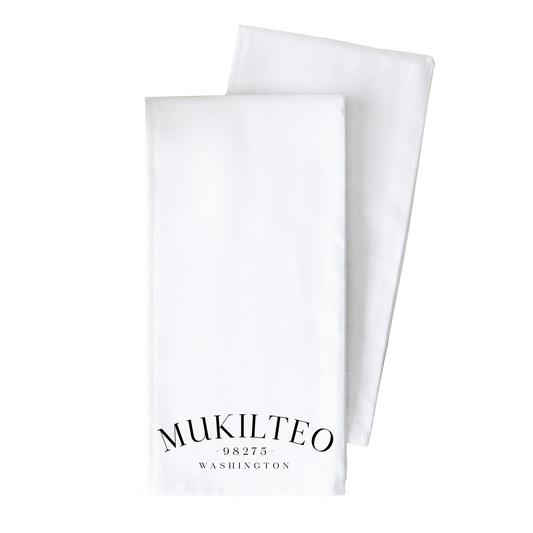 Custom City State Zip Tea Towel - Stonewashed Cotton