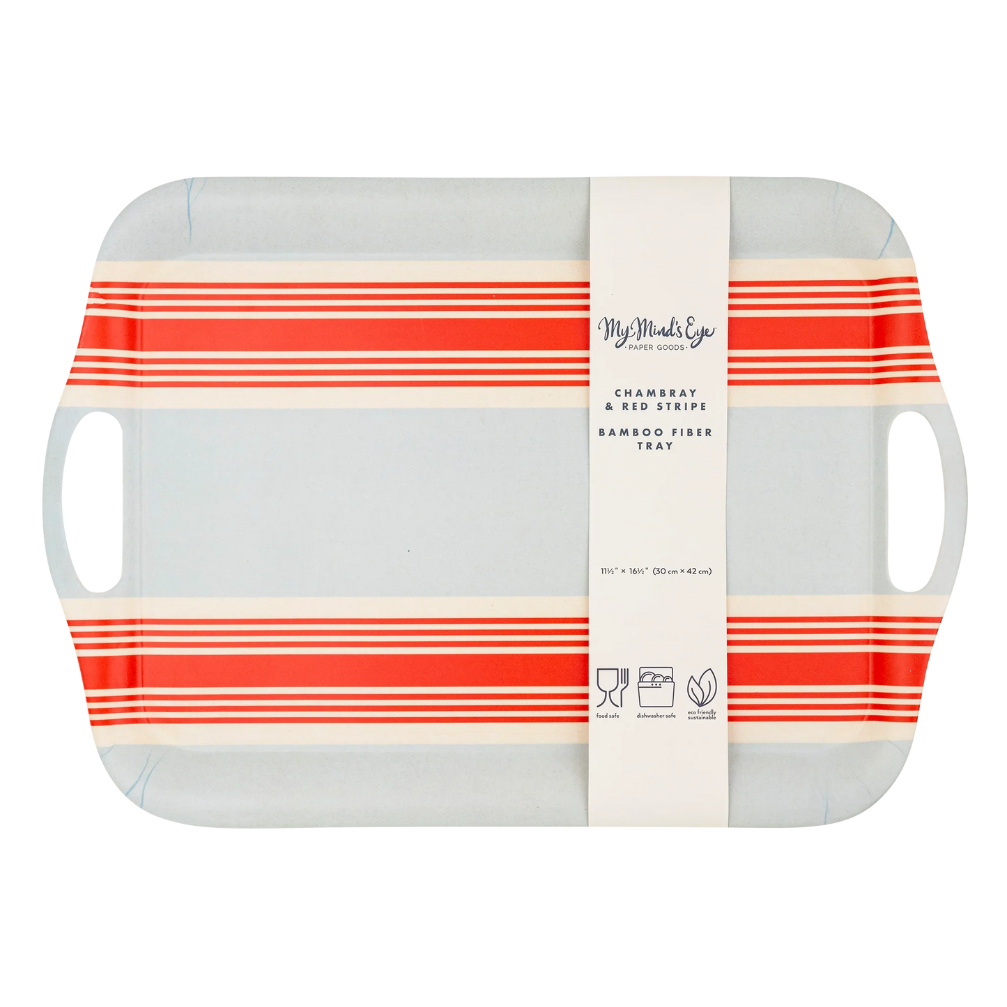 Hamptons Striped Chambray and Red Bamboo Tray - Marcel’s Culinary Experience