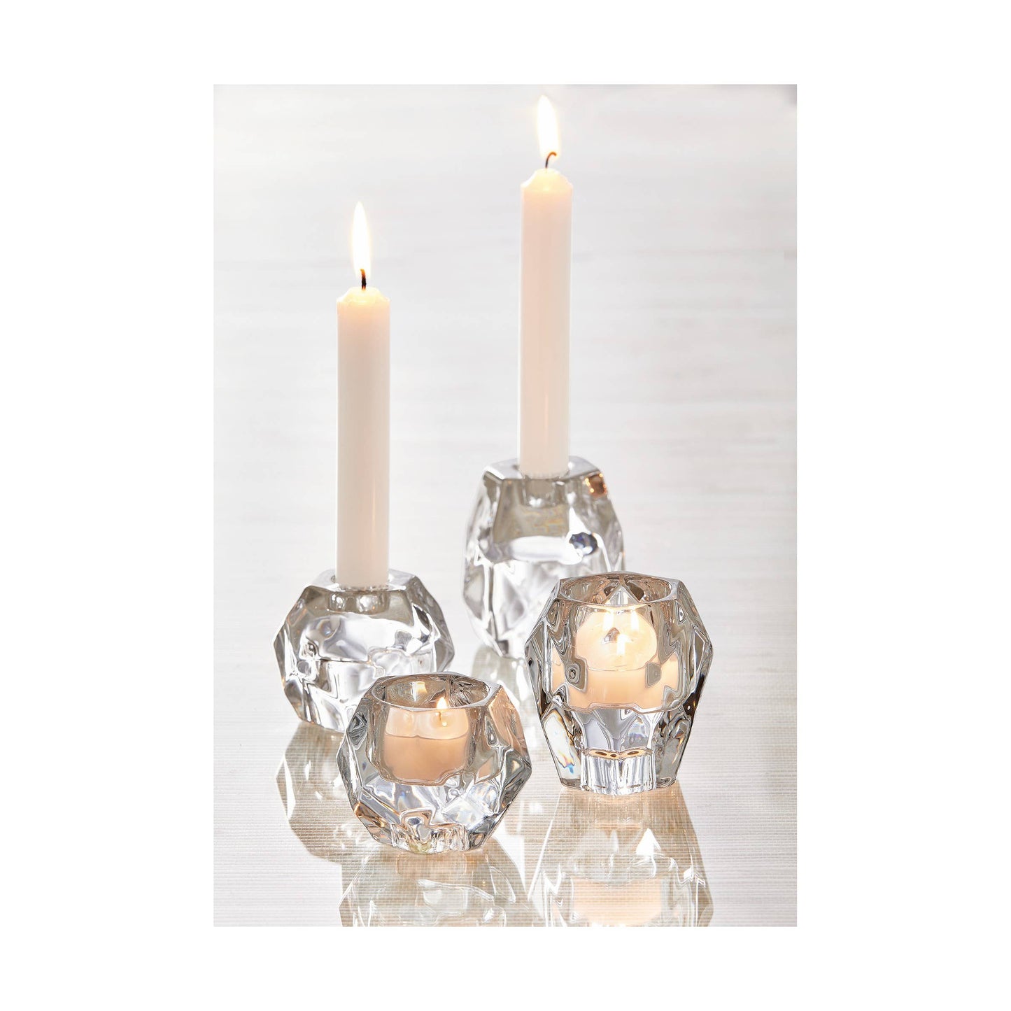 Geo Reversible Holder Small and Large Clear Glass Everyday