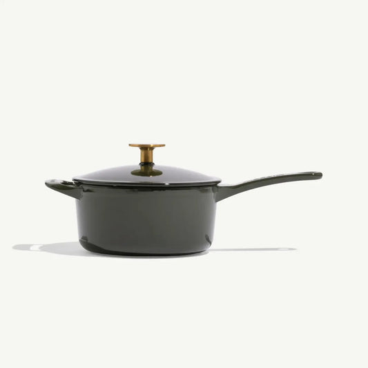Made In Willow Green Enameled Cast Iron Saucepan - 2 Qt - Marcel’s Culinary Experience