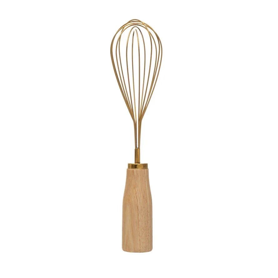 Gold Stainless Steel Whisk w Wood Handle - Marcel’s Culinary Experience