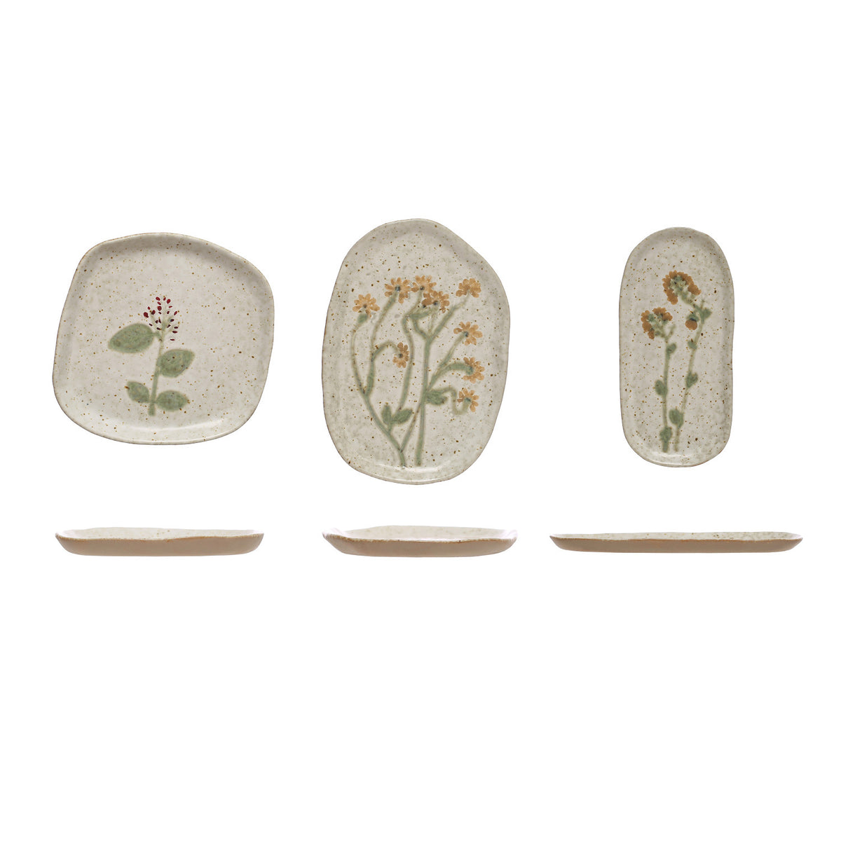 Hand-Painted Stoneware Plate with Reactive Glaze