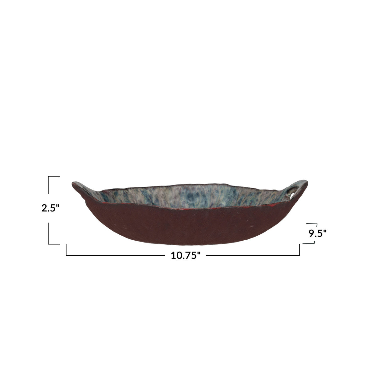 Stoneware Bowl with Handles, Reactive Glaze