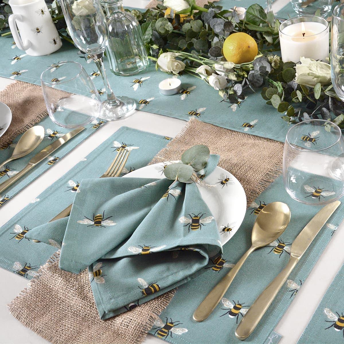 Sophie Allport Bees Teal Table Runner - Marcel’s Culinary Experience