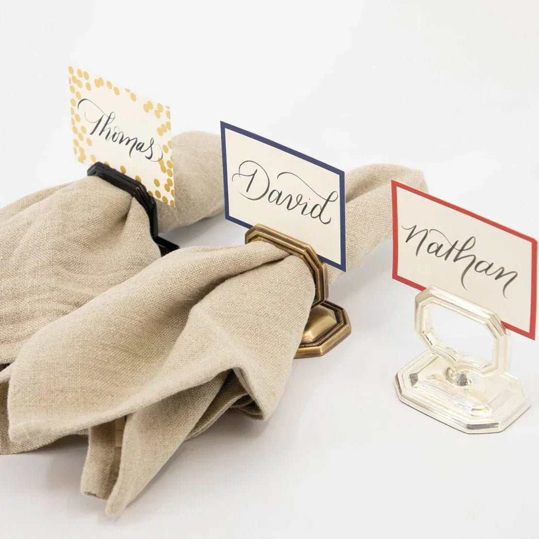 Hester & Cook Napkin Ring with Place Card Holder Brass - Marcel’s Culinary Experience