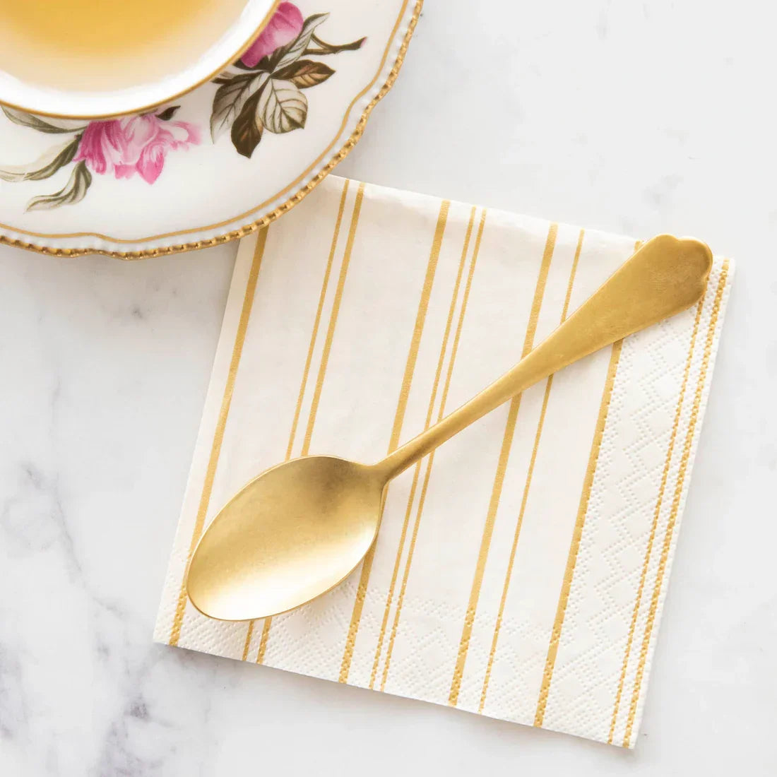 Hester & Cook Antique Gold Stripe Cocktail Napkins - Marcel’s Culinary Experience