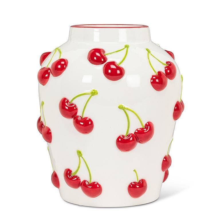 Large Vase with Cherries – 8"H