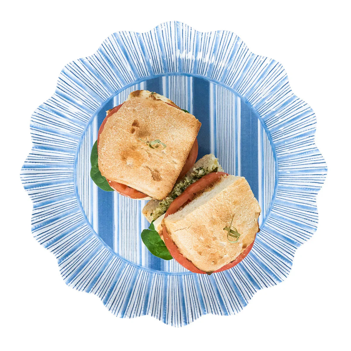 Juliska Cabana Stripe Melamine Dinner Plate Set/4 - Ocean