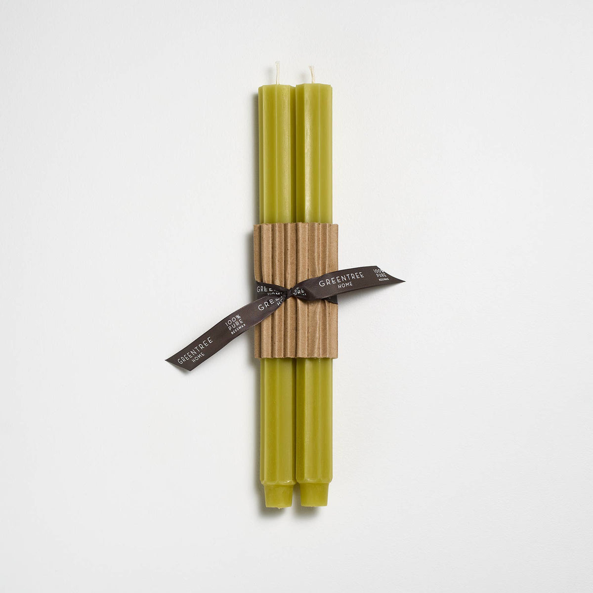 Greentree Home Fluted Church Taper Handmade Beeswax Candles 12"